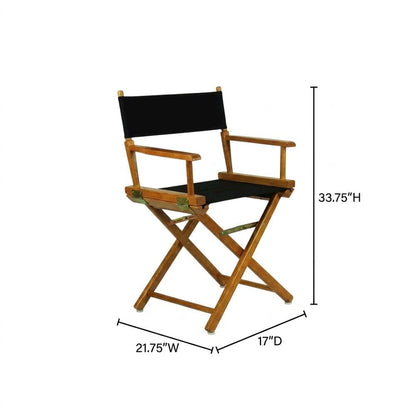 Black Director's Chair, Honey Oak Frame, 18-Inch Seat Folding