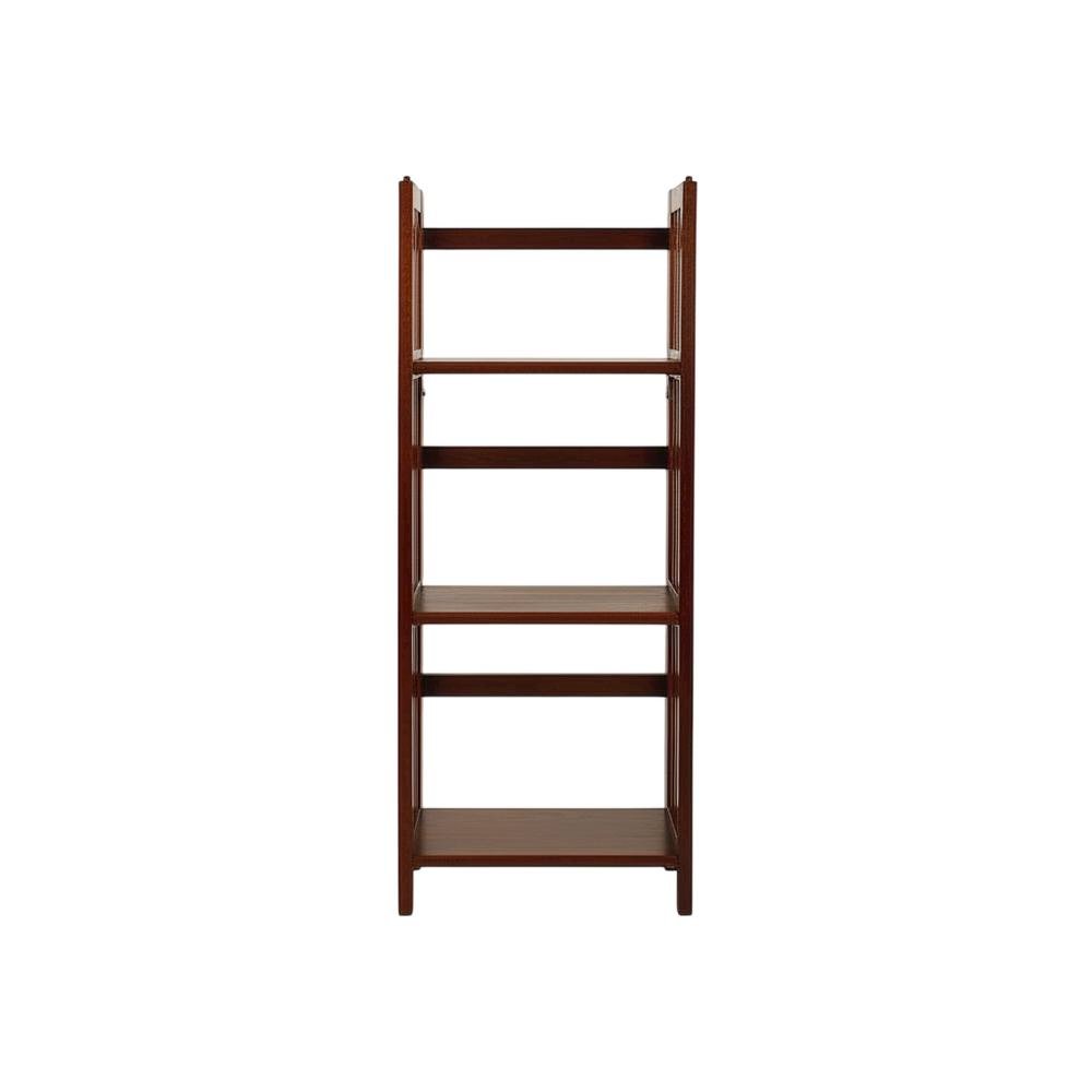 Wooden Bookcase with Open Shelves and Stable Construction for Living Room