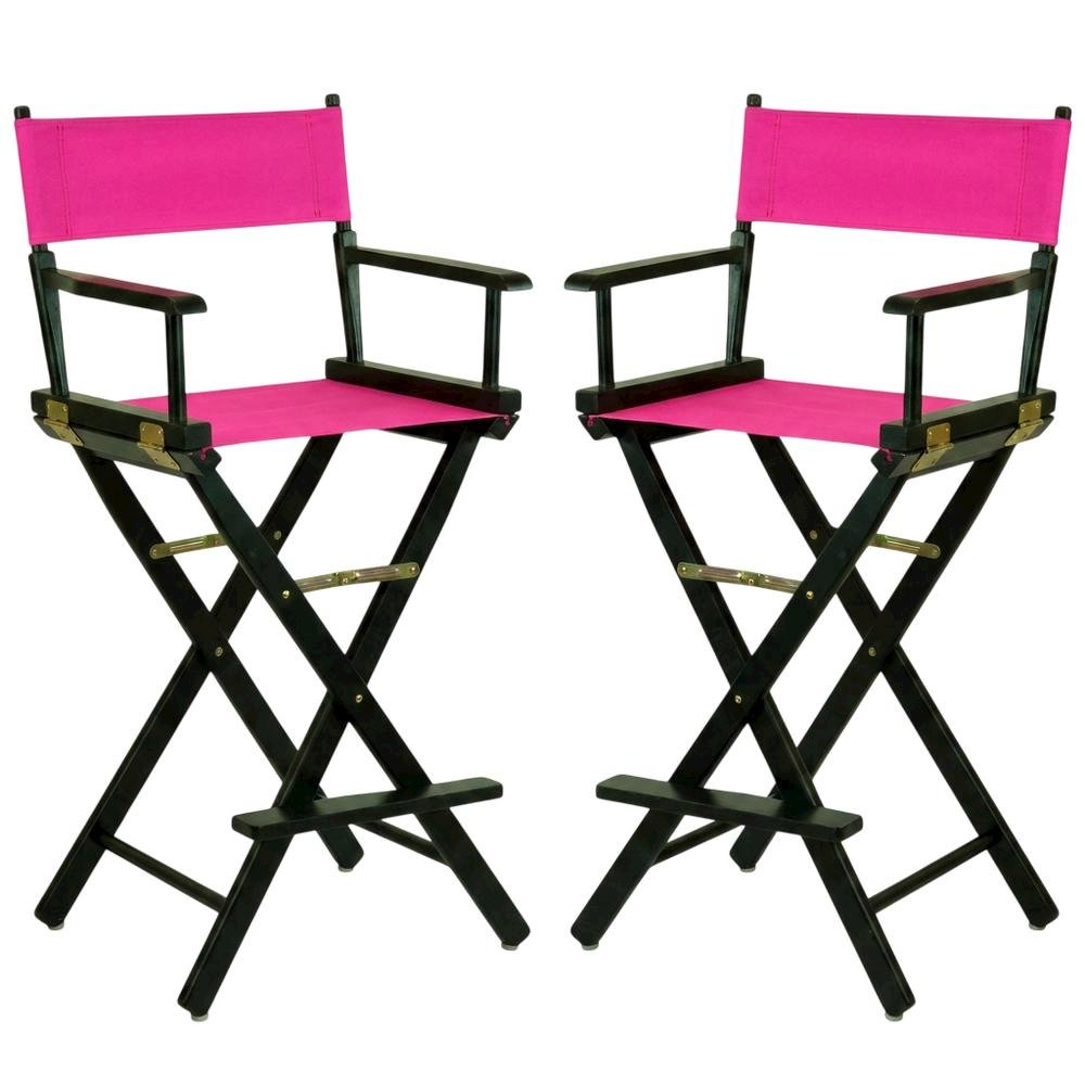 Magenta Director's Chair, Black Frame, 30-Inch Bar Height Folding