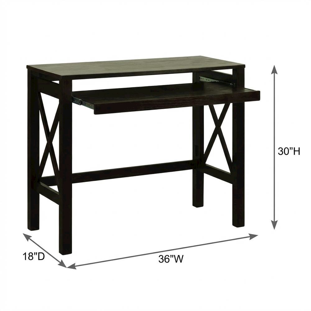 Espresso Folding Desk with Pull-Out Surface and Compact Design