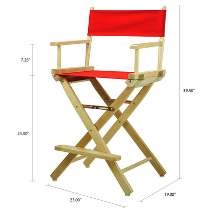 24" Director's Chair Natural Frame-Red Canvas