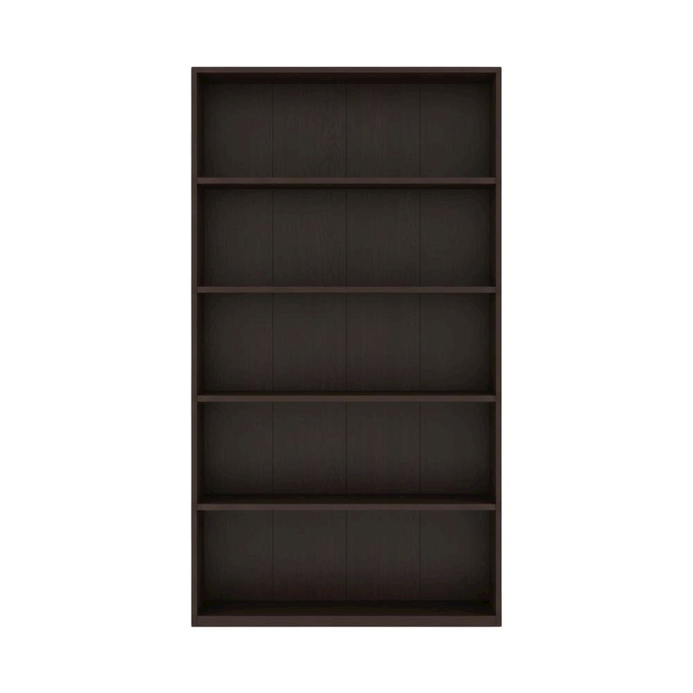 Espresso Mission Style 5-Shelf Bookcase for Living Room Storage