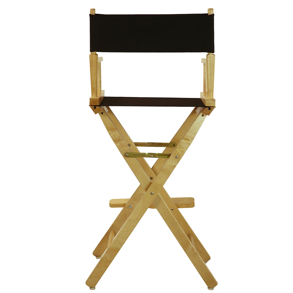Foldable Director Chair with Natural Wood Frame and Black Canvas