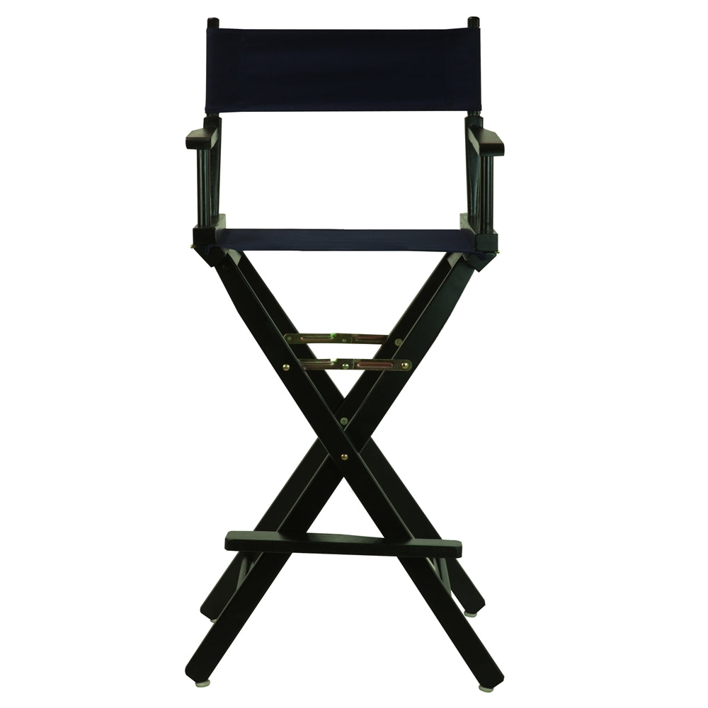 Navy Blue Canvas Director Chair with Solid Wood Frame, Foldable Design