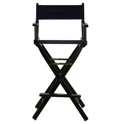 Navy Blue Canvas Director Chair with Solid Wood Frame, Foldable Design