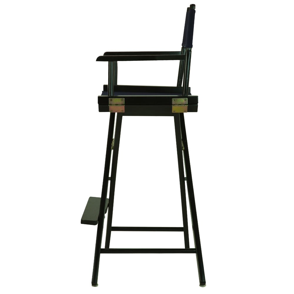 Navy Blue Canvas Director Chair with Solid Wood Frame, Foldable Design