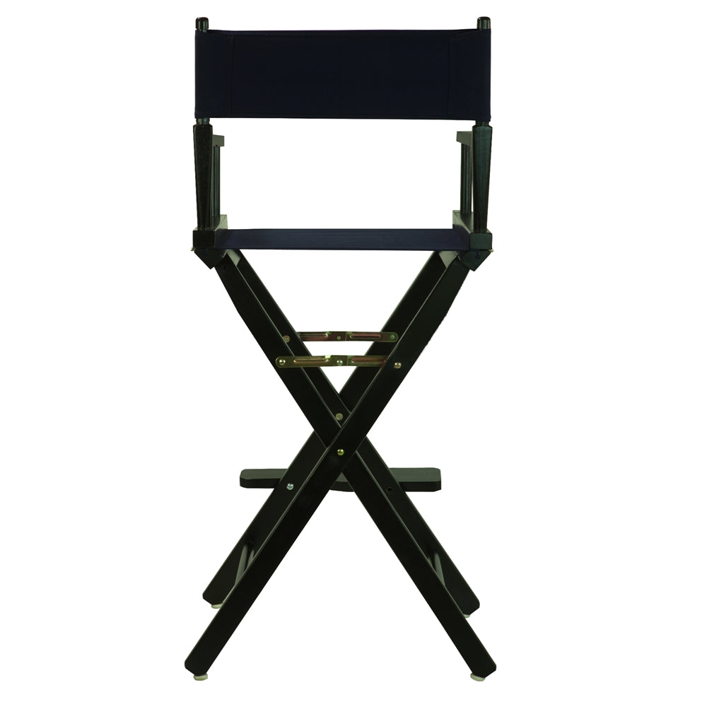 Navy Blue Canvas Director Chair with Solid Wood Frame, Foldable Design