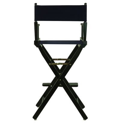 Navy Blue Canvas Director Chair with Solid Wood Frame, Foldable Design