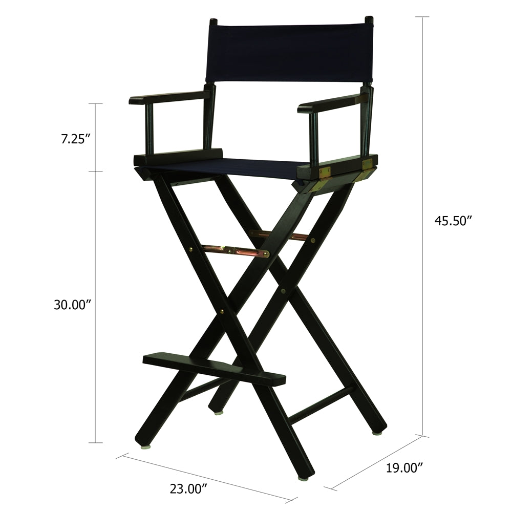 Navy Blue Canvas Director Chair with Solid Wood Frame, Foldable Design
