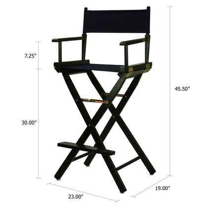 Navy Blue Canvas Director Chair with Solid Wood Frame, Foldable Design
