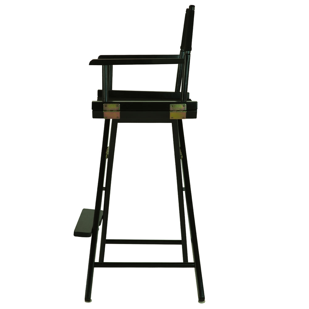 Black Canvas Director Chair with Solid Hardwood Frame, Foldable Style