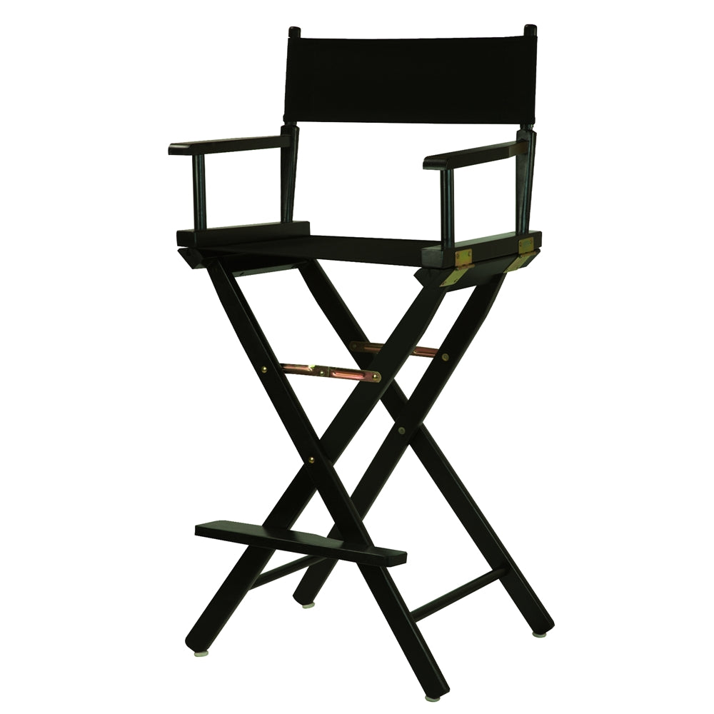 Black Canvas Director Chair with Solid Hardwood Frame, Foldable Style