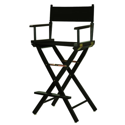 Black Canvas Director Chair with Solid Hardwood Frame, Foldable Style
