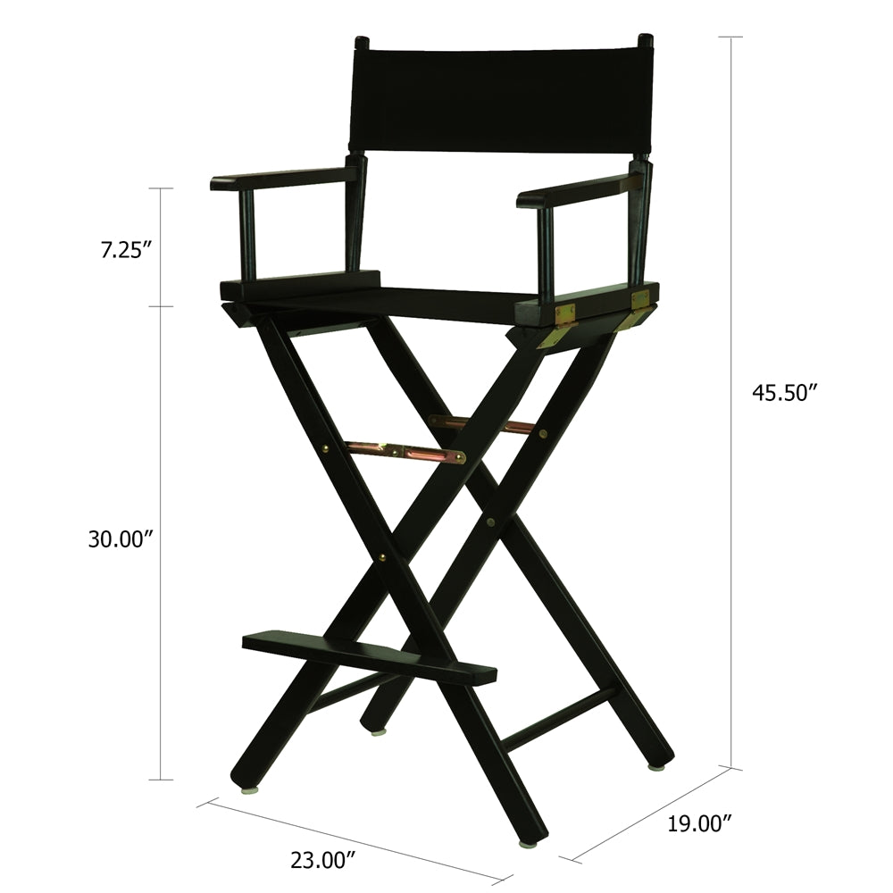 Black Canvas Director Chair with Solid Hardwood Frame, Foldable Style