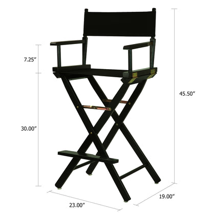 Black Canvas Director Chair with Solid Hardwood Frame, Foldable Style