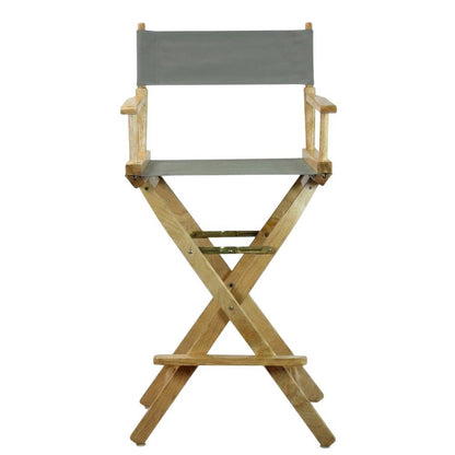 Gray Director's Chair, Natural Wood Frame, 30-Inch Bar Height