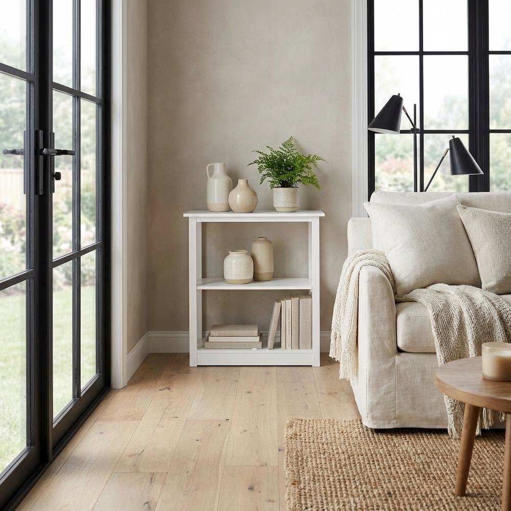 Wooden Bookcase with Concealed Drawer and Multiple Shelves for Storage