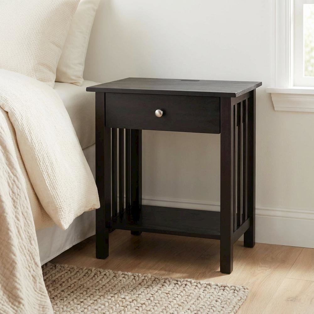 Espresso Nightstand with Usb Port and Modern Design