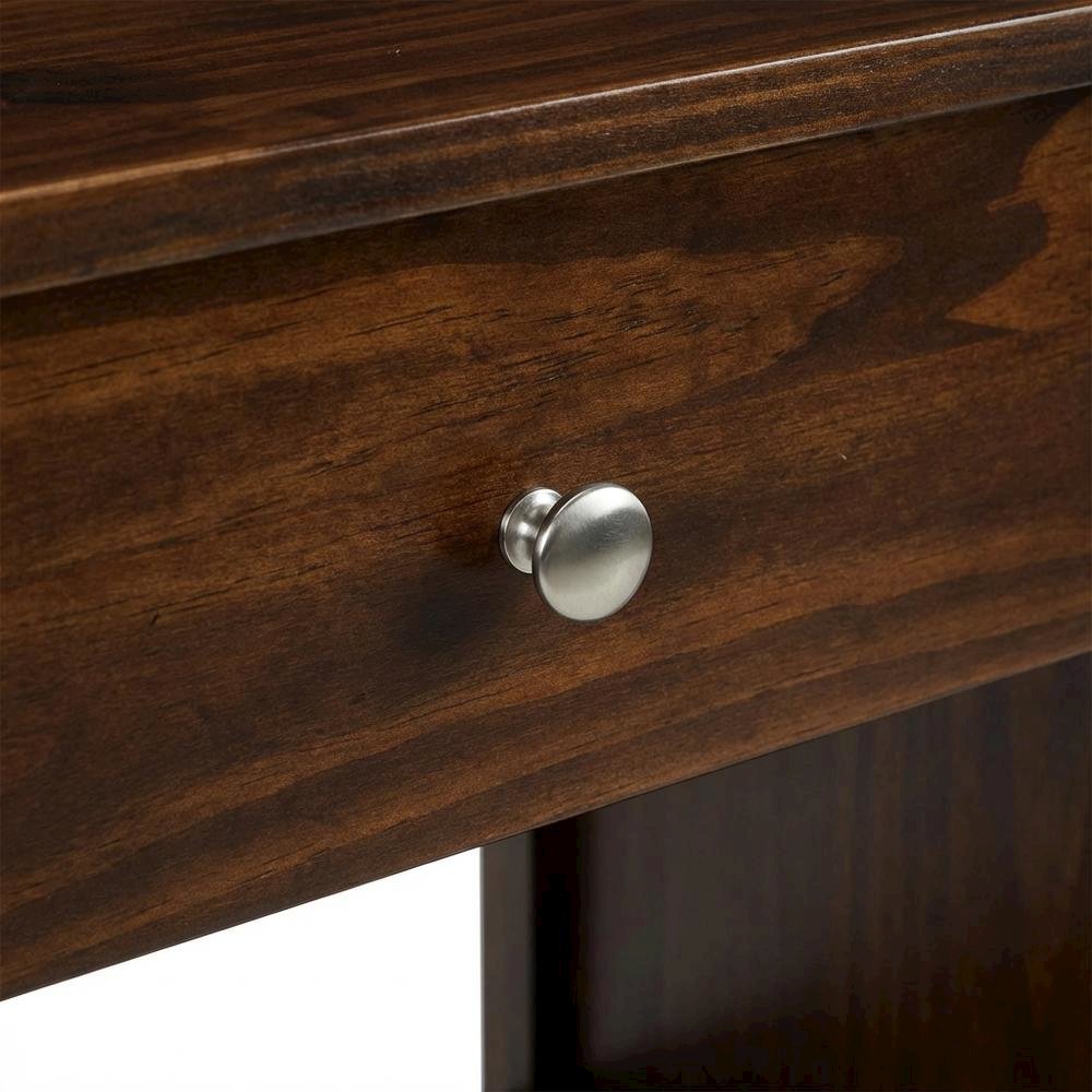 Warm Brown Nightstand with Usb Port and Solid Wood Construction