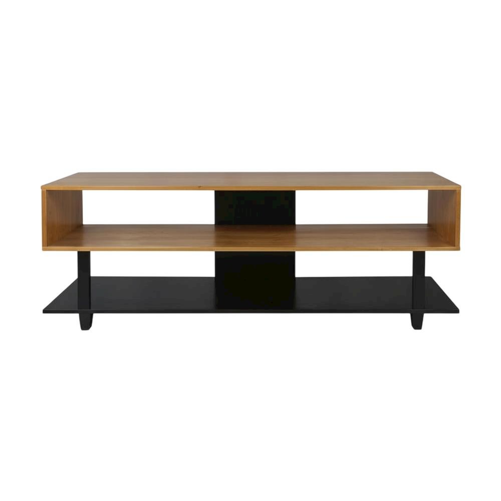Two-Tone Cherry and Black TV Stand with Solid American Cherry Top and Pine Frame