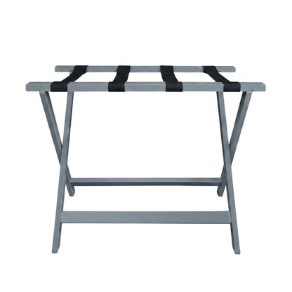 Gray Folding Pine Luggage Rack, Wide Suitcase Stand, Hotel Style