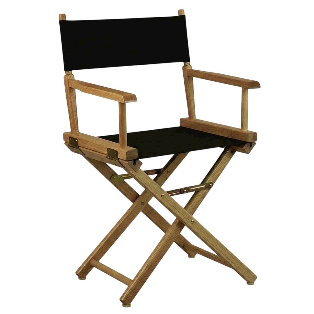 Black Director's Chair, Natural Wood Frame, 18-Inch Seat Height