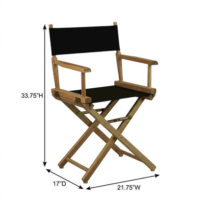 Black Director's Chair, Natural Wood Frame, 18-Inch Seat Height