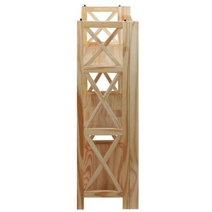 Brown Solid Wood Folding Bookshelf with X-Frame and 3 Shelves