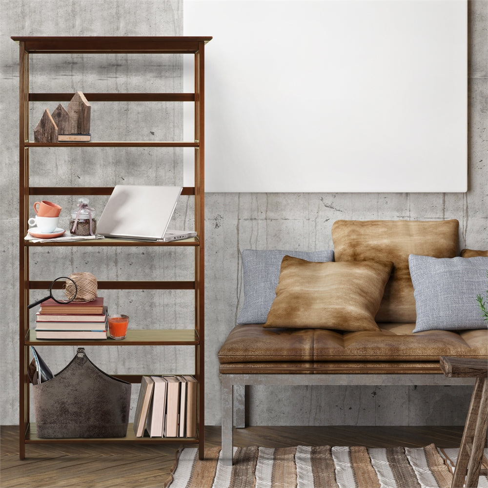 Mission Style 5-Shelf  Bookcase-Walnut