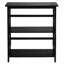 Black 3 Tier Bookshelf with Solid Wood Frame and X-Design Style