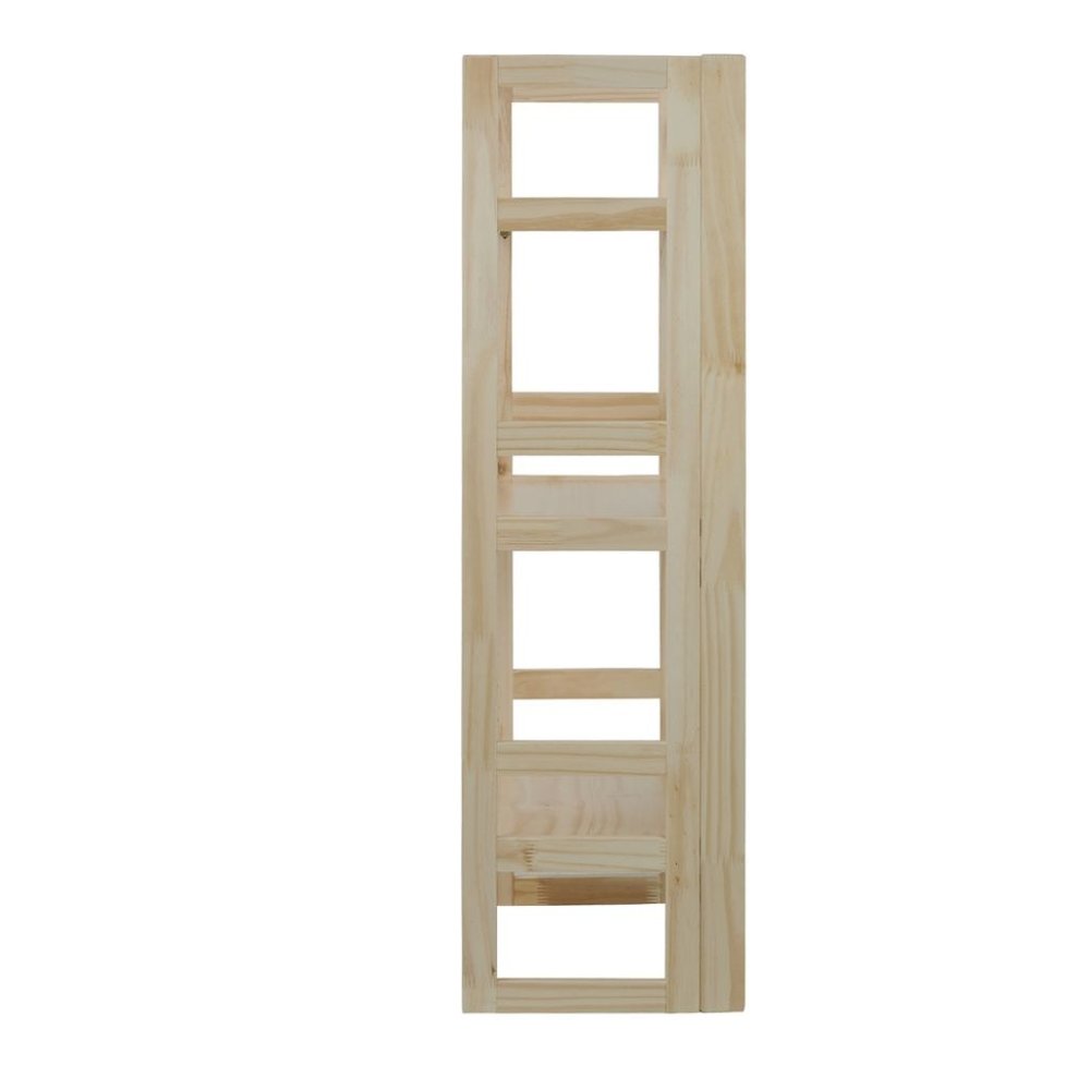 Brown Folding Bookshelf with Foldable Shelf Frame and Three-Tier Storage