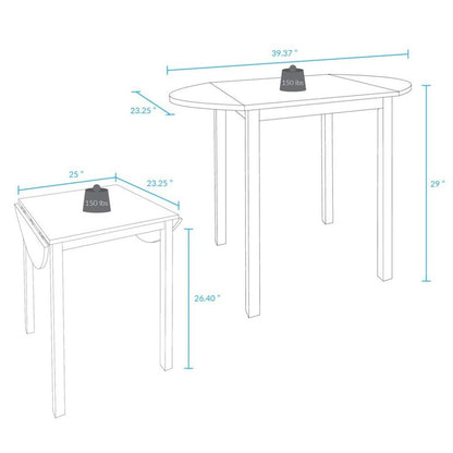 Oval Drop Leaf Folding Table with Walnut Wood Top and Rubberwood Frame