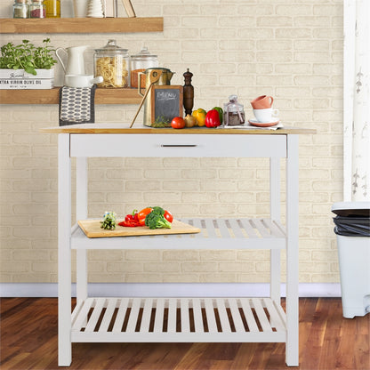 Kitchen Island with Solid Wood Top