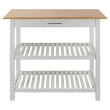 White Kitchen Island Table with Storage, Drawer and Open Counter 2 Shelves