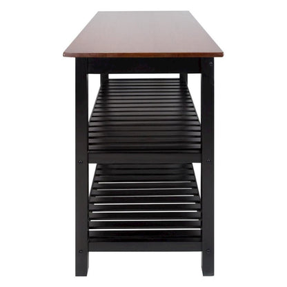 Black Kitchen Island Table with Storage, Drawer and Open Counter 2 Shelves