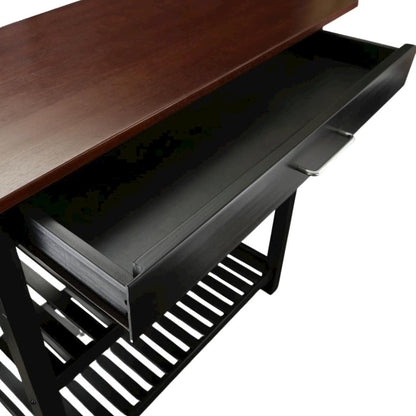 Black Kitchen Island Table with Storage, Drawer and Open Counter 2 Shelves