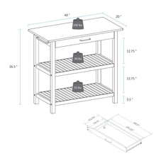 Hunter Green Kitchen Island Table with Storage, Drawer, 2 Open Counter Shelves