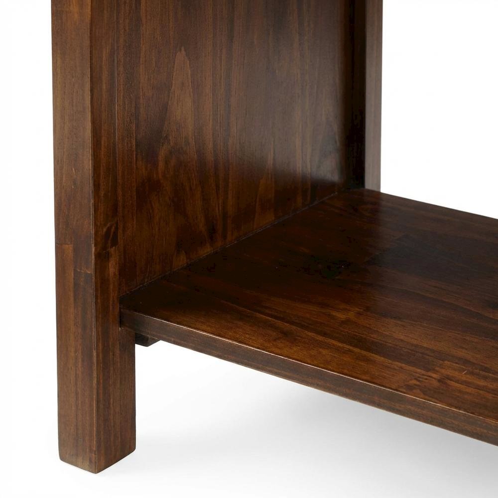 Warm Brown Nightstand with Usb Port and Solid Wood Construction