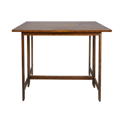 Warm Brown Folding Console to Dining Table, Solid Wood, Seats 4