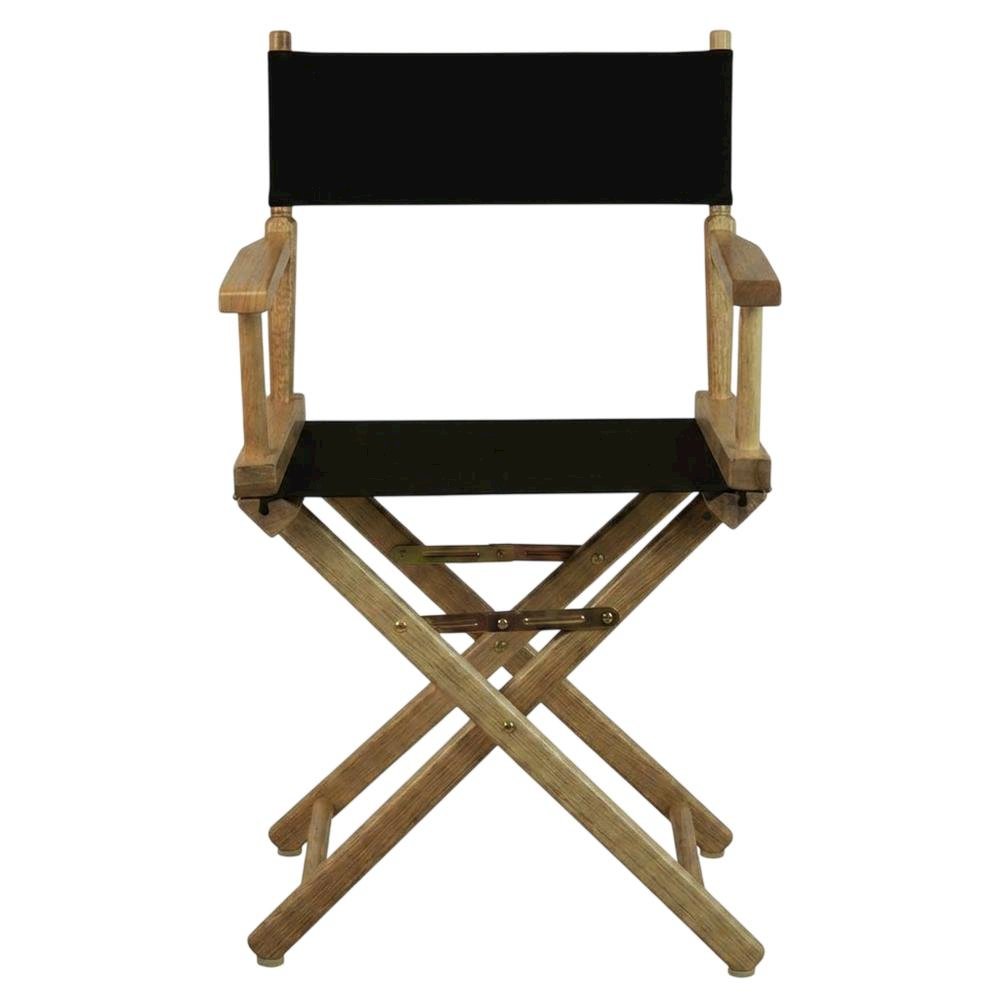 Black Director's Chair, Natural Wood Frame, 18-Inch Seat Height