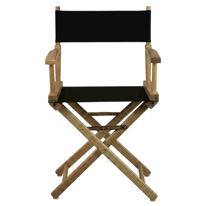 Black Director's Chair, Natural Wood Frame, 18-Inch Seat Height