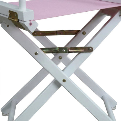 Pink Director's Chair, White Frame, 18-Inch Seat, Folding Accent