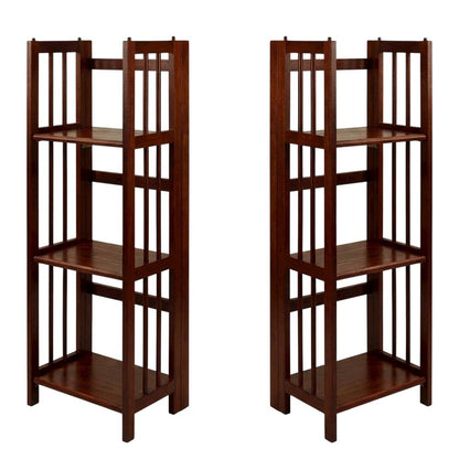 Wooden Bookcase with Open Shelves and Stable Construction for Living Room