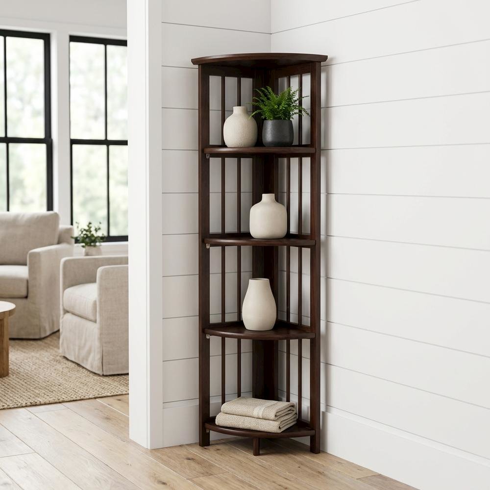 Wooden Bookcase with 4 Shelves, Sturdy Storage for Living Room