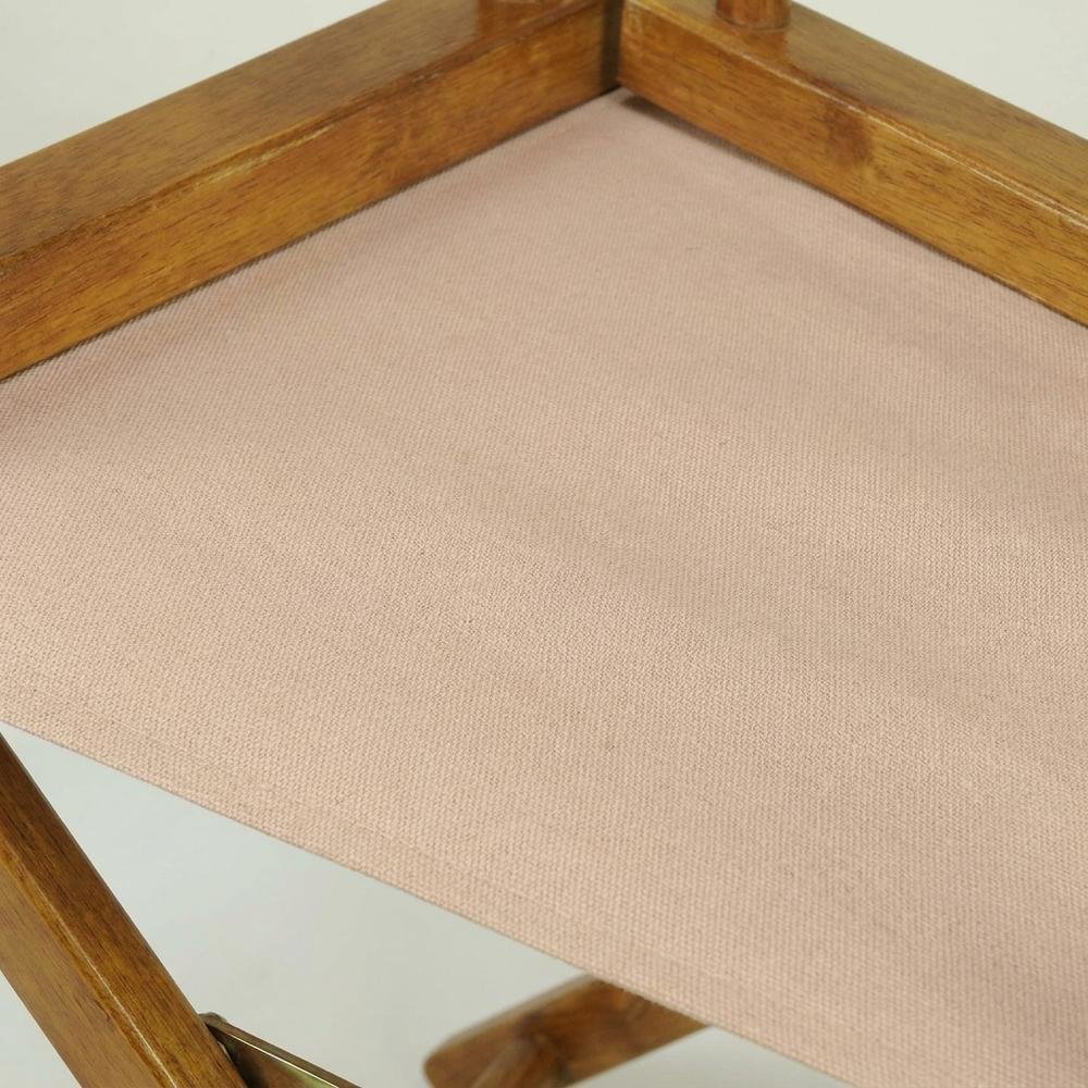 Tan Director's Chair, Honey Oak Frame, 18-Inch Seat, Folding