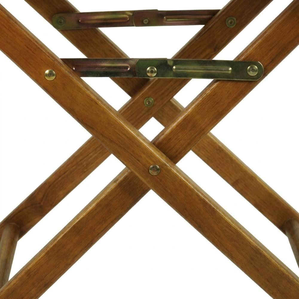 Tan Director's Chair, Honey Oak Frame, 18-Inch Seat, Folding