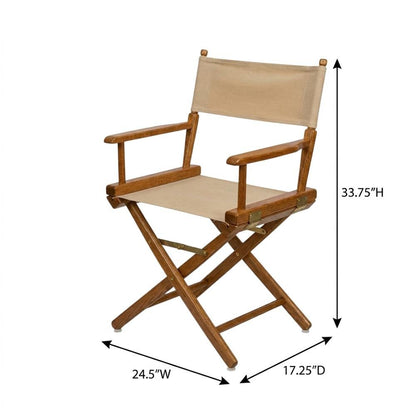 Beige Extra-Wide Director's Chair, Mission Oak Frame, 18-Inch Wide Seat