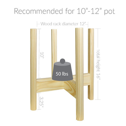 Mid-Century Modern Wood Plant Display Stand, Fit Up to 12"