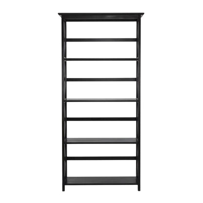 Wooden bookcase with tall open shelves and sturdy construction