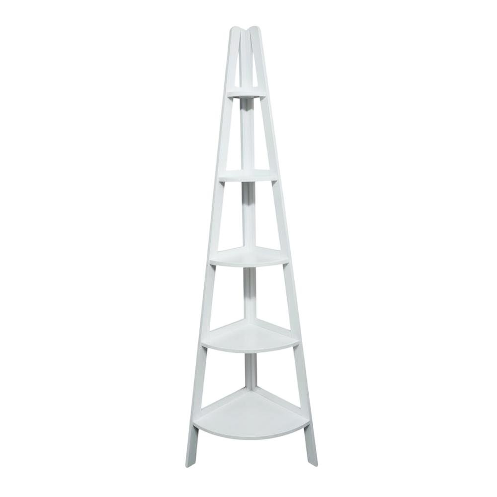 Tall wooden bookcase with five shelves and sturdy construction